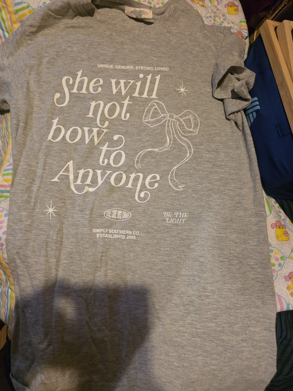Simply Southern Gray Short-Sleeve Tee with White Inspirational Graphic